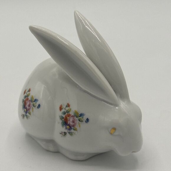 Vintage Winrose Collection Floral Long Ear Bunny Rabbit Bank Small 4.5”x4” - Picture 12 of 15